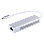 Hub vỏ nhôm 3 cổng USB3.0 + bộ chuyển đổi Ethernet Gigabit USB-C / Type-C, USB Type-C 1000Mbps