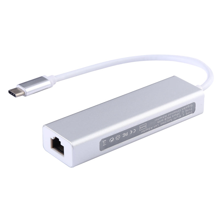 Hub vỏ nhôm 3 cổng USB3.0 + bộ chuyển đổi Ethernet Gigabit USB-C / Type-C, USB Type-C 1000Mbps