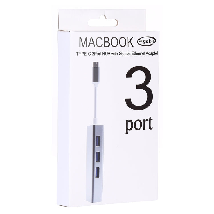 Hub vỏ nhôm 3 cổng USB3.0 + bộ chuyển đổi Ethernet Gigabit USB-C / Type-C, USB Type-C 1000Mbps