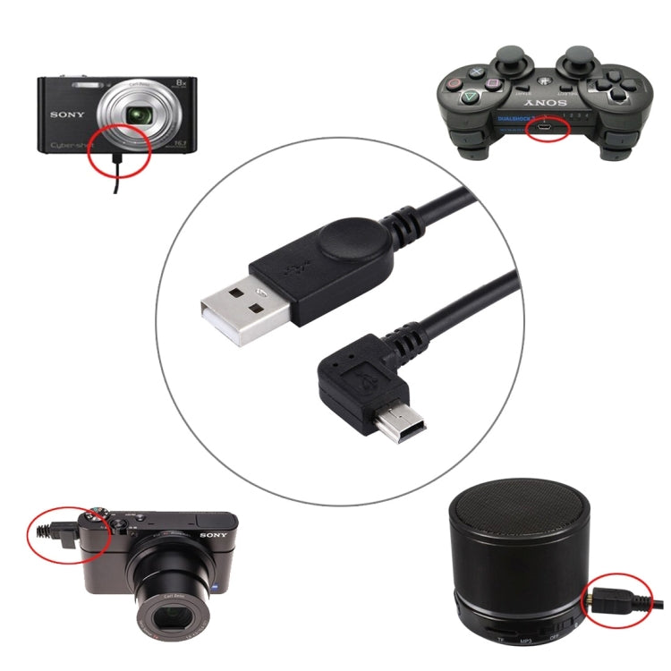 Cáp dữ liệu / sạc Mini USB góc 90 độ bên trái, dài 28cm, Mini USB góc trái