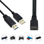 Cáp 2 trong 1 USB 3.0 cái sang USB 2.0 + USB 3.0 đực cho máy tính / laptop, dài 29cm, USB 3.0 AF sang USB 2.0 AM + USB 3.0 AM