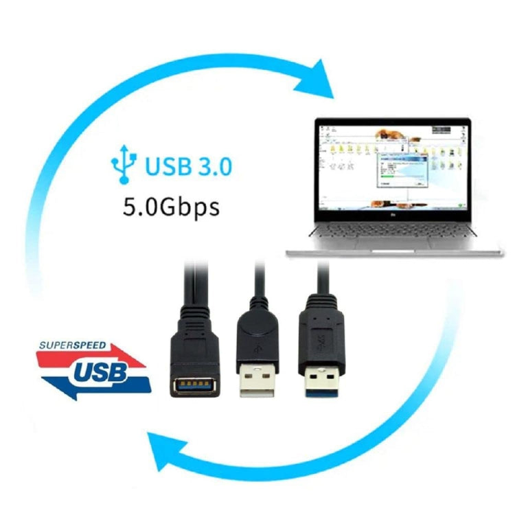 Cáp 2 trong 1 USB 3.0 cái sang USB 2.0 + USB 3.0 đực cho máy tính / laptop, dài 29cm, USB 3.0 AF sang USB 2.0 AM + USB 3.0 AM