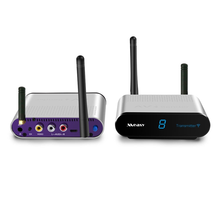 Bộ phát và thu âm thanh / video không dây Measy AV240 2.4GHz với chức năng trả tín hiệu hồng ngoại, Khoảng cách truyền: 400m, AV240 Bạc