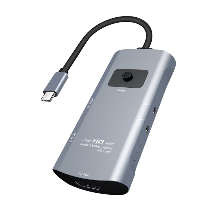 Bộ chuyển đổi ghi hình video Z54A với đầu ra HDMI + 2 đầu vào HDMI + Mic + Audio sang Type-C kèm vòng lặp, Z54A