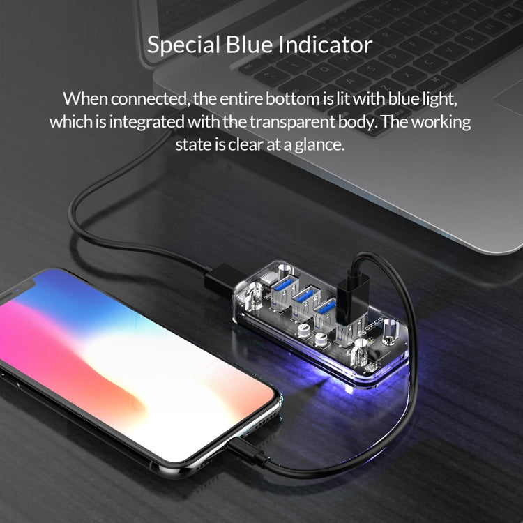 ORICO F4U HUB để bàn 4 cổng USB 3.0 tốc độ 5Gbps với đèn LED xanh, 4 cổng