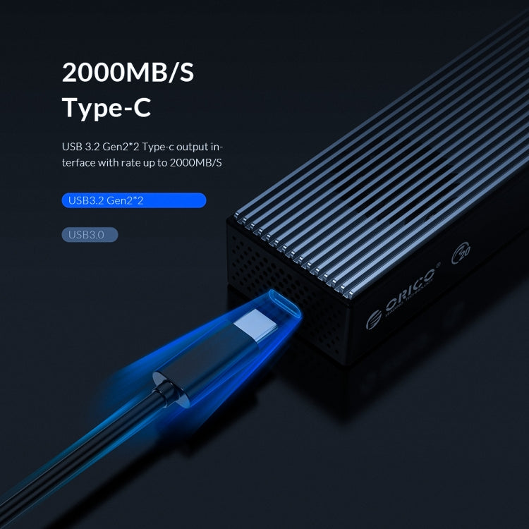 ORICO M2PVC3-G20-GY-BP Vỏ ổ cứng M.2 NVMe USB3.2 20Gbps, M2PVC3-G20-GY-BP