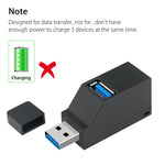 Bộ chia HUB mini di động 2 cổng USB 2.0 + 1 cổng USB 3.0 có dây đeo, USB 3.0