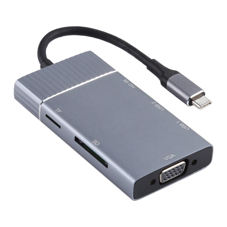 Trạm kết nối đa chức năng USB-C 7 trong 1 gồm USB 3.0 kép + TF/SD + HDMI/VGA + jack 3.5mm + Type-C / USB-C, 2xUSB3.0+TF/SD+HDMI/VGA+3.5mm