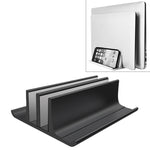 Universal Portable Aluminum Alloy Double Slot Width Adjustable Laptop Vertical Storage Stand Base, Double Slot Black, Double Slot Silver