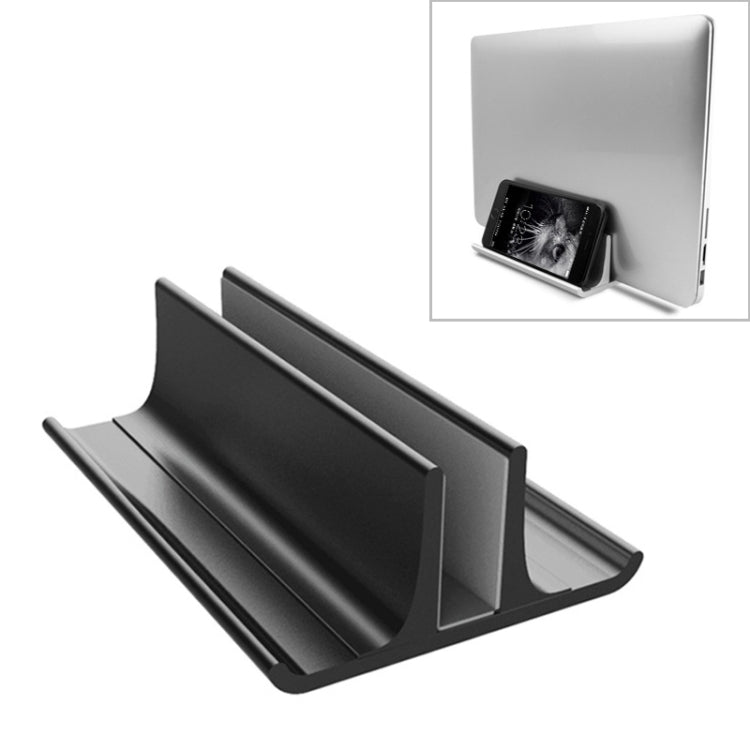 Giá đỡ đứng tản nhiệt lưu trữ Laptop bằng hợp kim nhôm di động đa năng khe đơn điều chỉnh chiều rộng, Khe đơn màu đen