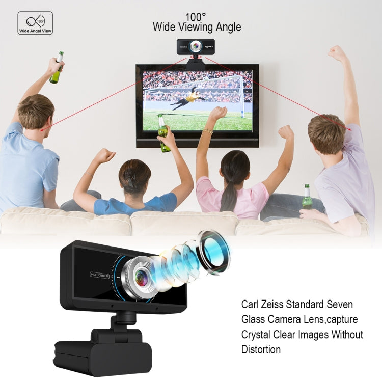 HXSJ S4 Webcam PC Video HD 1080P điều chỉnh 180 độ lấy nét thủ công với Microphone