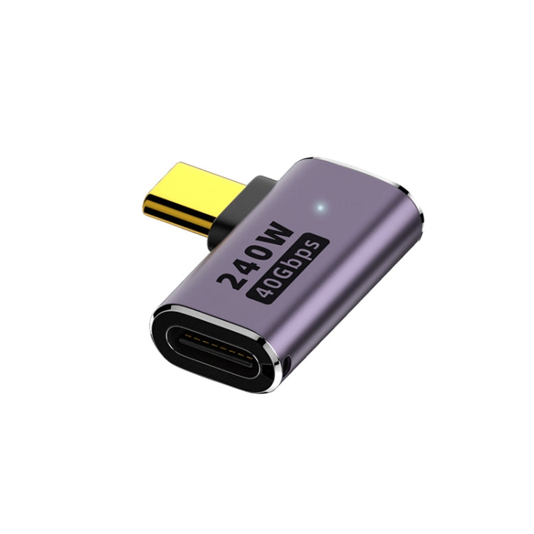 Bộ chuyển đổi USB-C/Type-C cái sang USB-C/Type-C đực 240W 40Gbps uốn cong bên có đèn, bộ chuyển đổi uốn cong bên