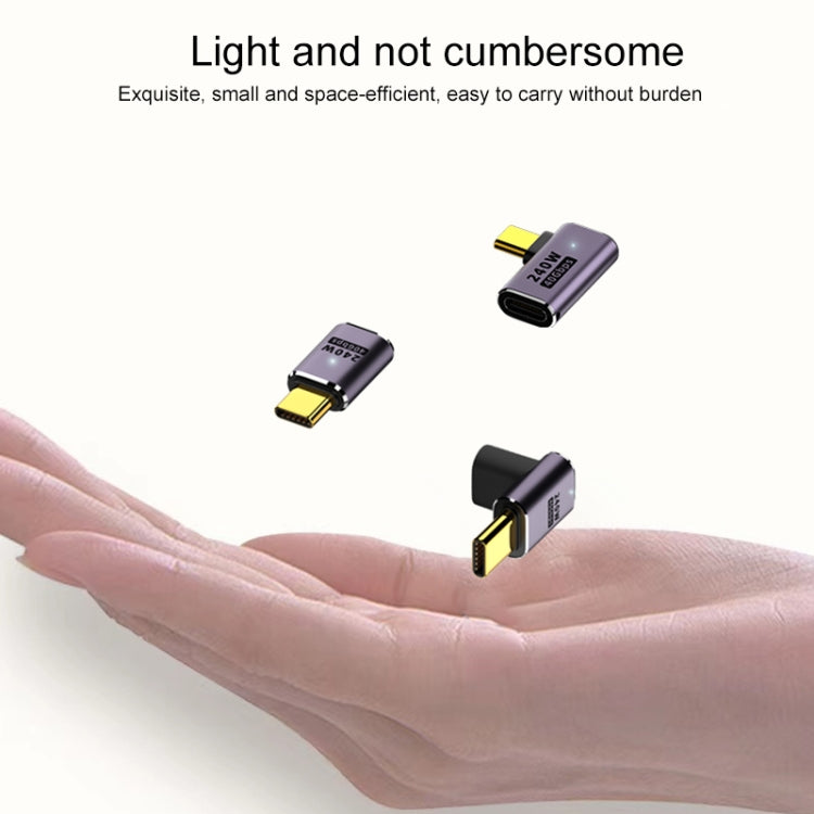 Bộ chuyển đổi USB-C/Type-C cái sang USB-C/Type-C đực 240W 40Gbps uốn cong bên có đèn, bộ chuyển đổi uốn cong bên