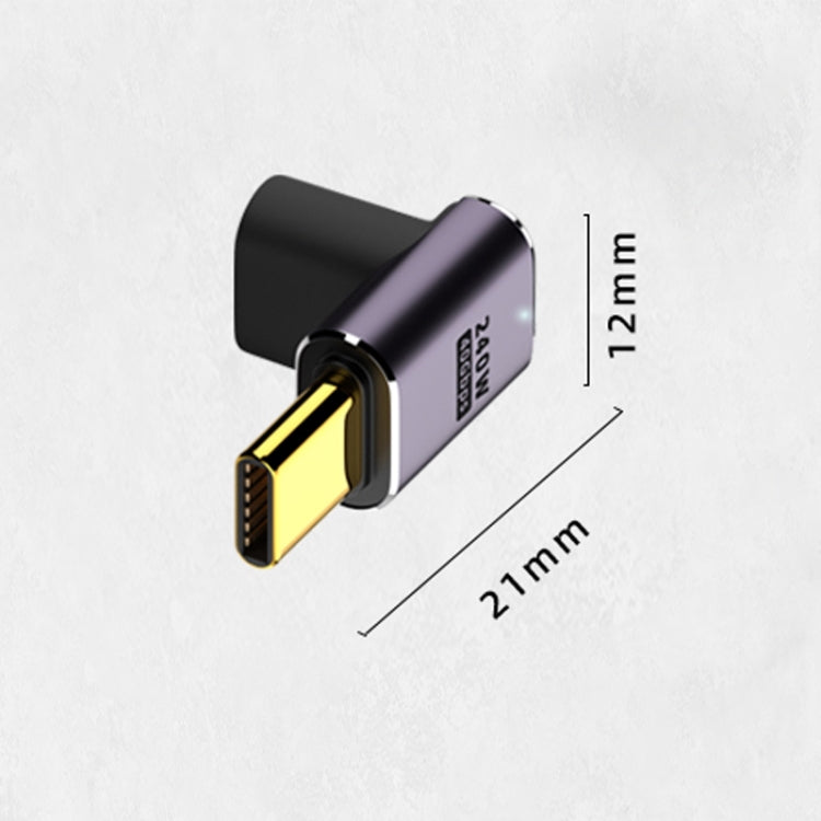 Bộ chuyển đổi USB-C/Type-C cái sang USB-C/Type-C đực 240W 40Gbps uốn cong lên xuống có đèn, bộ chuyển đổi uốn cong lên xuống