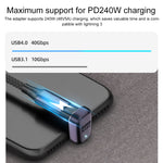 Bộ chuyển đổi USB-C/Type-C cái sang USB-C/Type-C đực 240W 40Gbps uốn cong lên xuống có đèn, bộ chuyển đổi uốn cong lên xuống