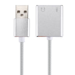 Card âm thanh ảo 7.1 kênh USB vỏ hợp kim nhôm với cáp 13cm cho PC laptop, USB