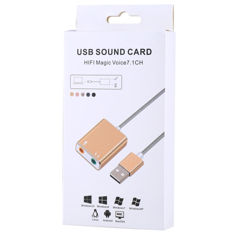 Card âm thanh ảo 7.1 kênh USB vỏ hợp kim nhôm với cáp 13cm cho PC laptop, USB