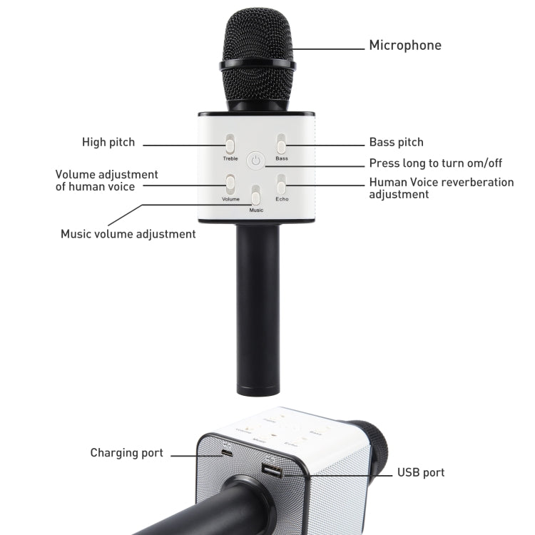 Micro Karaoke Cầm Tay Bluetooth SDRD SD-08 Loa Đôi Âm Thanh Chất Lượng Cao, Micro Condenser Không Dây