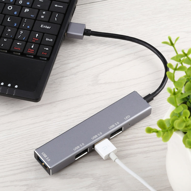 Bộ Chuyển USB 3.0 4 Cổng Sang USB 3.0 Hợp Kim Nhôm Có Đèn LED 3019