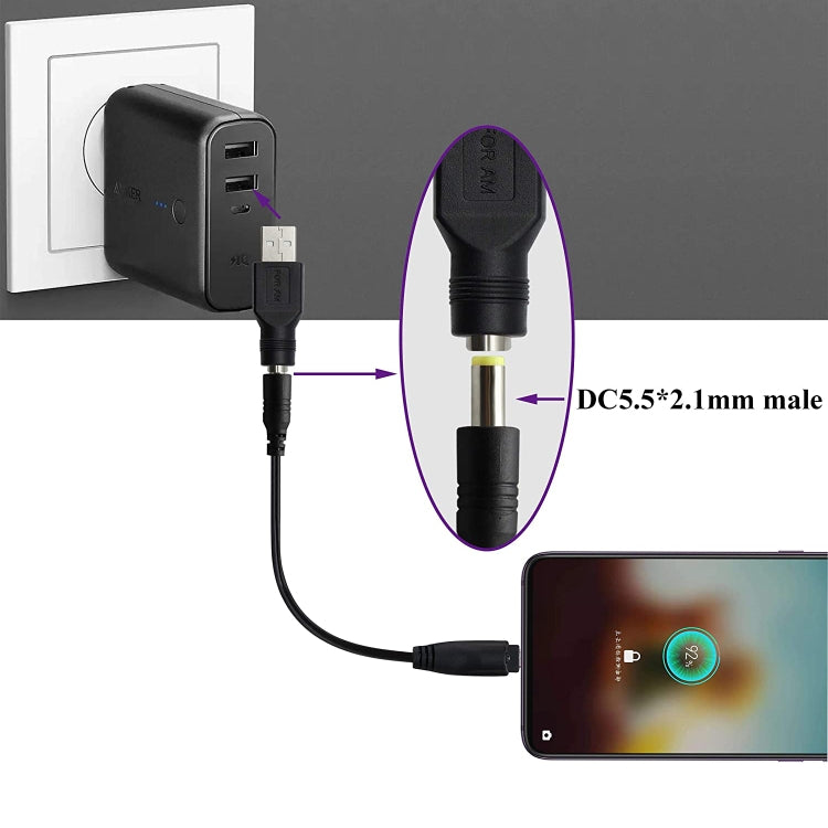 Adapter Kết Nối USB Đầu Nam Sang Đầu 5.5 x 2.1mm Nữ, USB Đầu Nam Sang 5.5 x 2.1mm