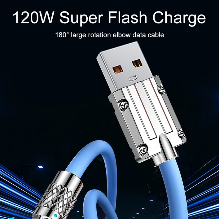 Dây cáp sạc nhanh Mech Series 6A 120W USB sang 8 Pin đầu kim loại 180 độ, dài 1.2m, 8 Pin 1.2m, 8 Pin 180 độ 1.2m
