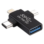 Bộ chuyển đổi OTG đa chức năng 3 trong 1 USB 3.0 sang 8 Pin + Micro USB + USB-C / Type-C