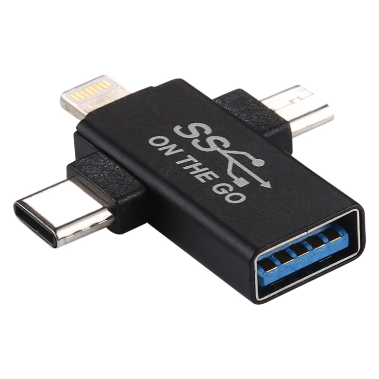 Bộ chuyển đổi OTG đa chức năng 3 trong 1 USB 3.0 sang 8 Pin + Micro USB + USB-C / Type-C