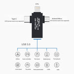 Bộ chuyển đổi OTG đa chức năng 3 trong 1 USB 3.0 sang 8 Pin + Micro USB + USB-C / Type-C