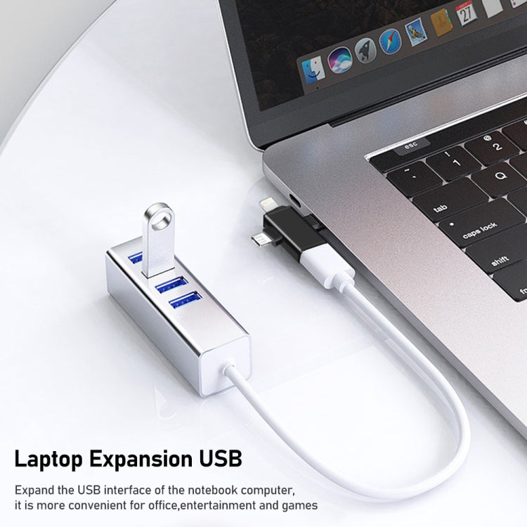 Bộ chuyển đổi OTG đa chức năng 3 trong 1 USB 3.0 sang 8 Pin + Micro USB + USB-C / Type-C
