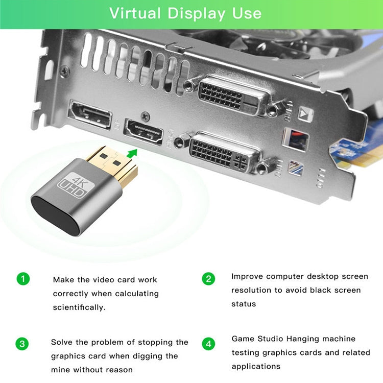 Bộ Chuyển Đổi Màn Hình Ảo VGA HDMI 1.4 DDC EDID Dummy Plug Mô Phỏng Màn Hình Không Đầu, Màu Hồng, Xám, Vàng, Đỏ, Bạc