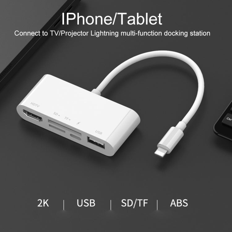 Bộ chuyển đổi video HD 75215 5 trong 1 8 chân sang HDMI + khe cắm thẻ SD + khe cắm thẻ TF + USB + cổng sạc 8 chân, 75215
