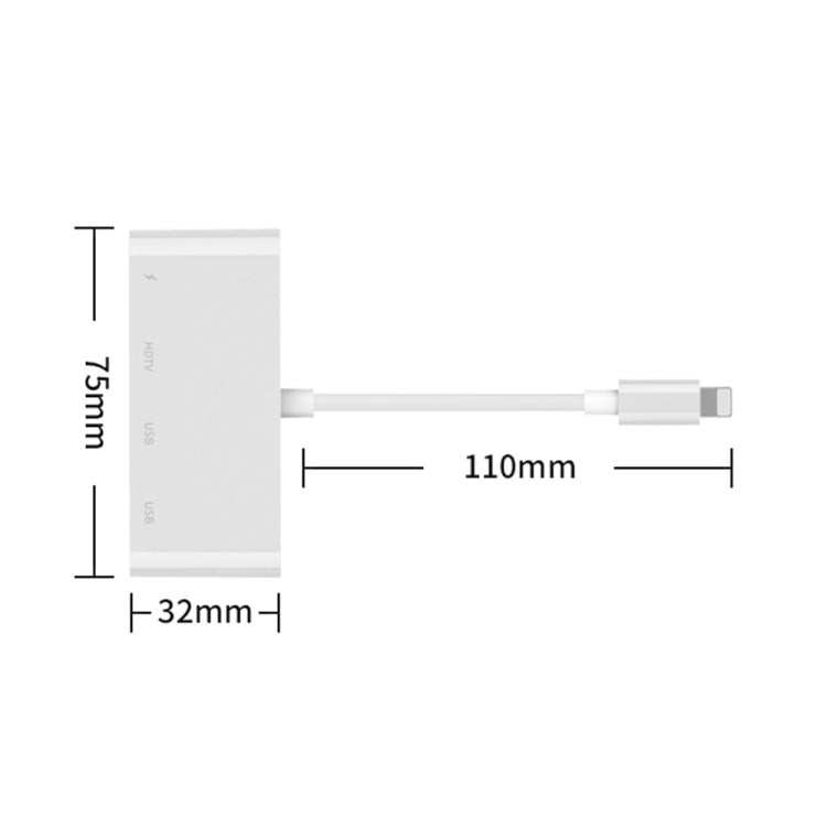 Bộ chuyển đổi video HD 75216 4 trong 1 8 chân sang HDMI + cổng sạc 8 chân + 2 cổng USB, 75216