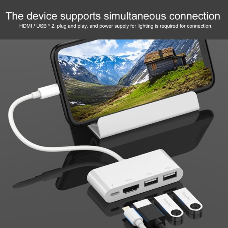 Bộ chuyển đổi video HD 75216 4 trong 1 8 chân sang HDMI + cổng sạc 8 chân + 2 cổng USB, 75216
