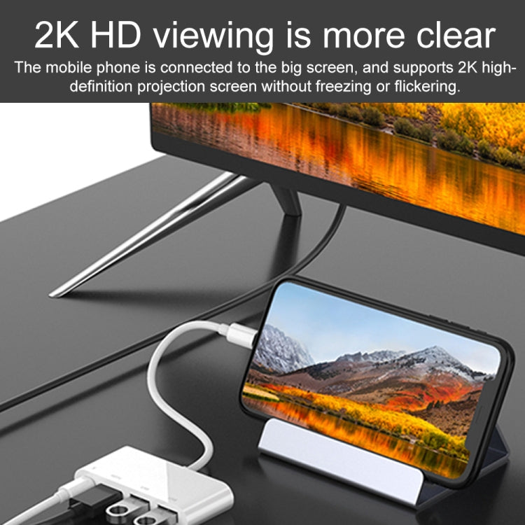 Bộ chuyển đổi video HD 75216 4 trong 1 8 chân sang HDMI + cổng sạc 8 chân + 2 cổng USB, 75216