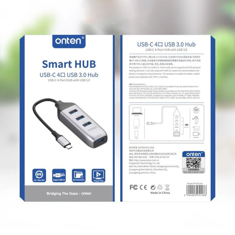 Onten 95118U Bộ Chuyển HUB Đa Năng USB-C / Type-C Sang 4 Cổng USB 3.0, 95118U