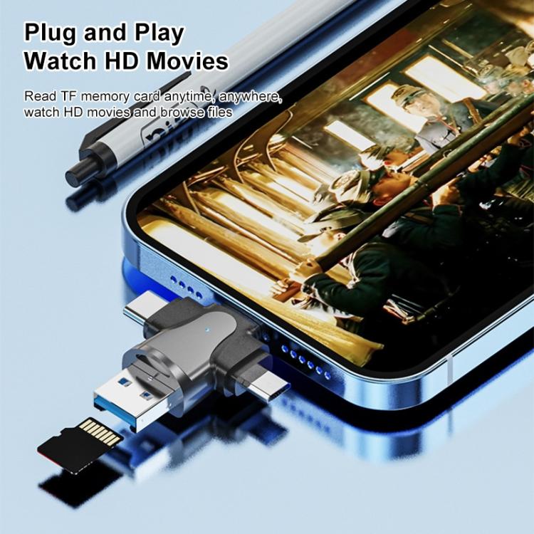 Đầu đọc thẻ 4 trong 1 8 chân + USB-C / Type-C + Micro USB + USB 3.0 đực TF