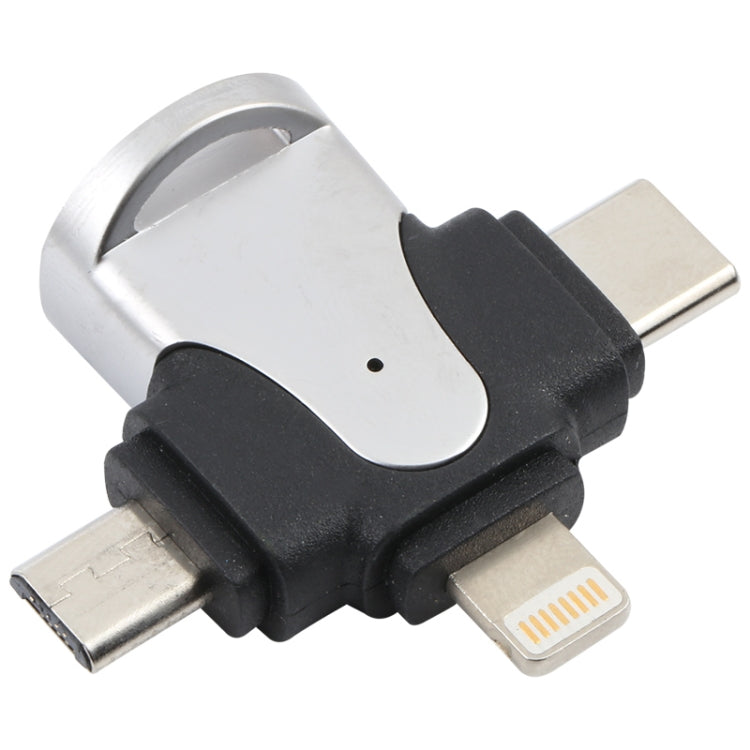 Bộ chuyển đổi 3 trong 1 8 chân + USB-C / Type-C + Micro USB đực sang USB 3.0 cái hợp kim kẽm