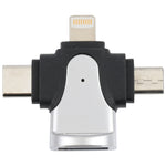 Bộ chuyển đổi 3 trong 1 8 chân + USB-C / Type-C + Micro USB đực sang USB 3.0 cái hợp kim kẽm