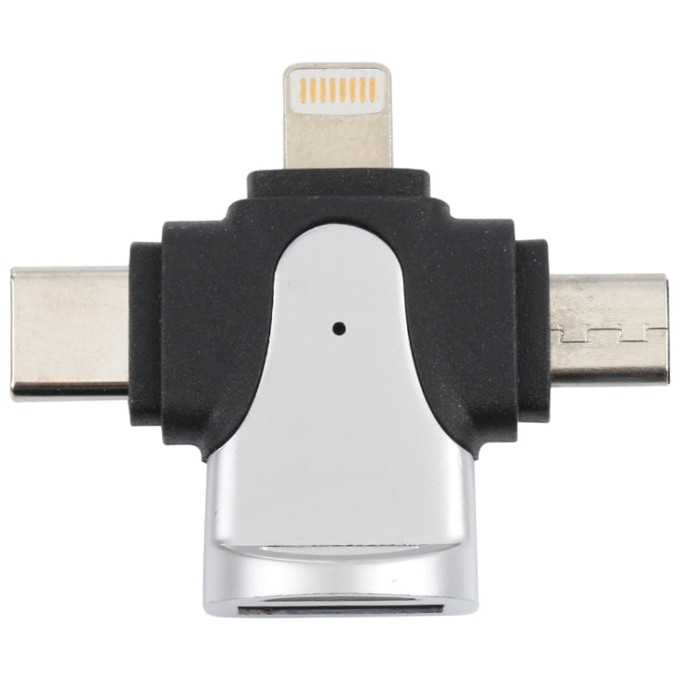 Bộ chuyển đổi 3 trong 1 8 chân + USB-C / Type-C + Micro USB đực sang USB 3.0 cái hợp kim kẽm