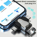 Bộ chuyển đổi 3 trong 1 8 chân + USB-C / Type-C + Micro USB đực sang USB 3.0 cái hợp kim kẽm