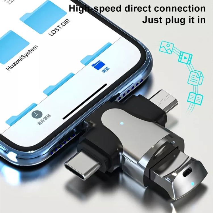 Bộ chuyển đổi 3 trong 1 8 chân + USB-C / Type-C + Micro USB đực sang USB 3.0 cái hợp kim kẽm