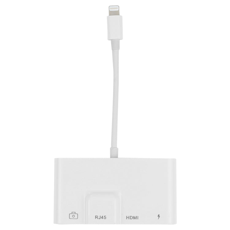 Bộ chuyển đổi AV kỹ thuật số OTG 4 trong 1 8 chân đực sang nguồn 8 chân + Ethernet RJ45 + HDMI + camera USB cái, Ethernet RJ45