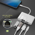 Bộ chuyển đổi AV kỹ thuật số OTG 4 trong 1 8 chân đực sang nguồn 8 chân + Ethernet RJ45 + HDMI + camera USB cái, Ethernet RJ45