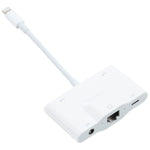Bộ chuyển đổi NK-1033 5 trong 1 8 chân đực sang USB đôi + AUX 3,5mm + Ethernet + nguồn 8 chân cái