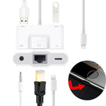Bộ chuyển đổi NK-1033 5 trong 1 8 chân đực sang USB đôi + AUX 3,5mm + Ethernet + nguồn 8 chân cái