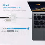 Bộ chuyển đổi 3 trong 1 USB-C / Type-C đực sang USB + Ethernet RJ45 100M + USB-C nguồn cái, 3 trong 1