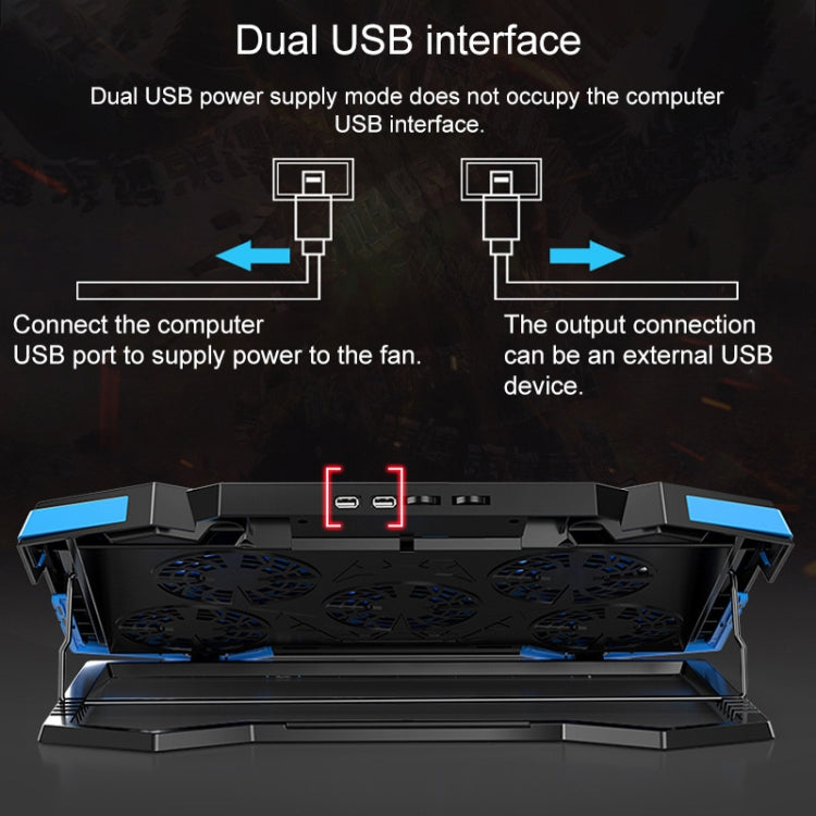 Giá đỡ máy tính xách tay với hai cổng USB và bộ tản nhiệt 5 lõi