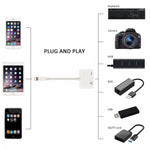Cáp sạc dữ liệu 11cm 8 chân đực sang USB & 8 chân, Đầu đọc camera, Hỗ trợ hệ điều hành iOS 9.2 trở lên