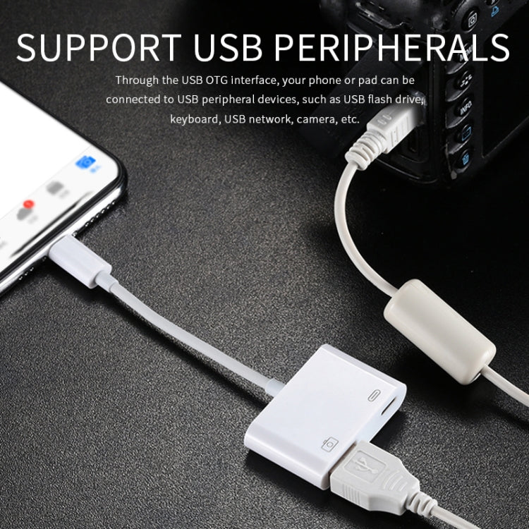 Cáp sạc dữ liệu 11cm 8 chân đực sang USB & 8 chân, Đầu đọc camera, Hỗ trợ hệ điều hành iOS 9.2 trở lên