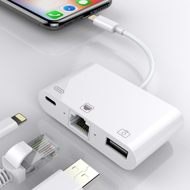 Cáp chuyển đổi video kỹ thuật số OTG 3 trong 1 NK-107 Ethernet + USB + cổng sạc 8 chân cái sang 8 chân đực